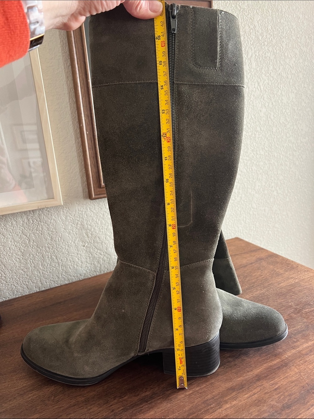 Naturalizer Olive Suede Knee Boot with Tassel - Picture 3 of 10